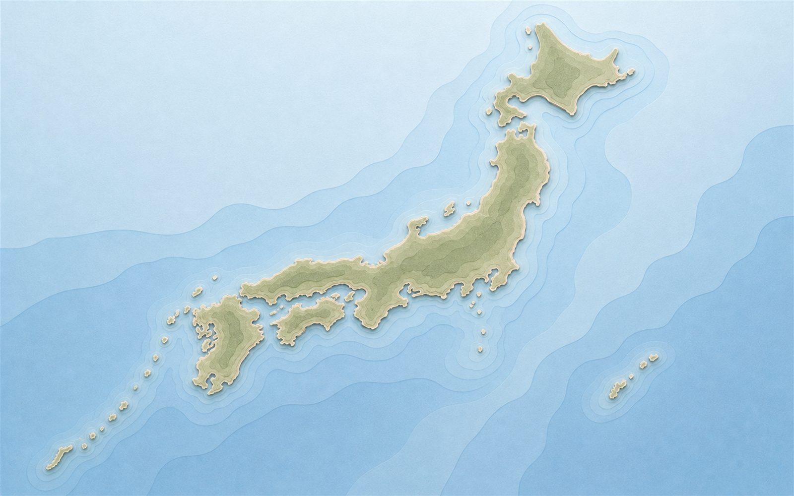 日本列島の模式地図。関西の明石・加太と関東の東京湾の位置
